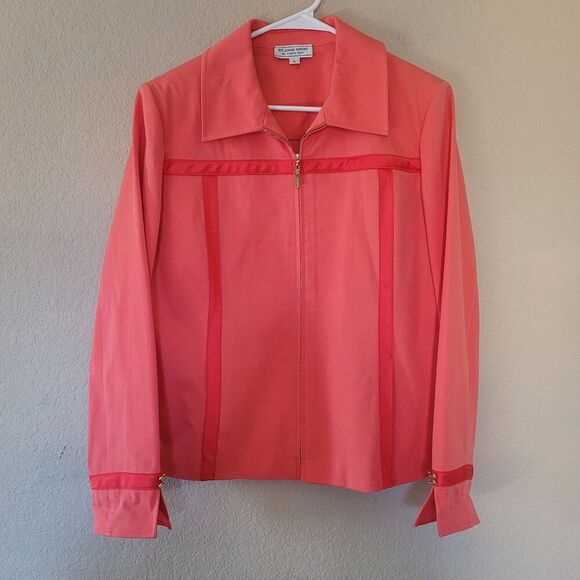 St. John Jackets & Blazers - ST. JOHN SPORT MARIE GRAY Womens Orange Zip Up Jacket Blazer size Large Pockets